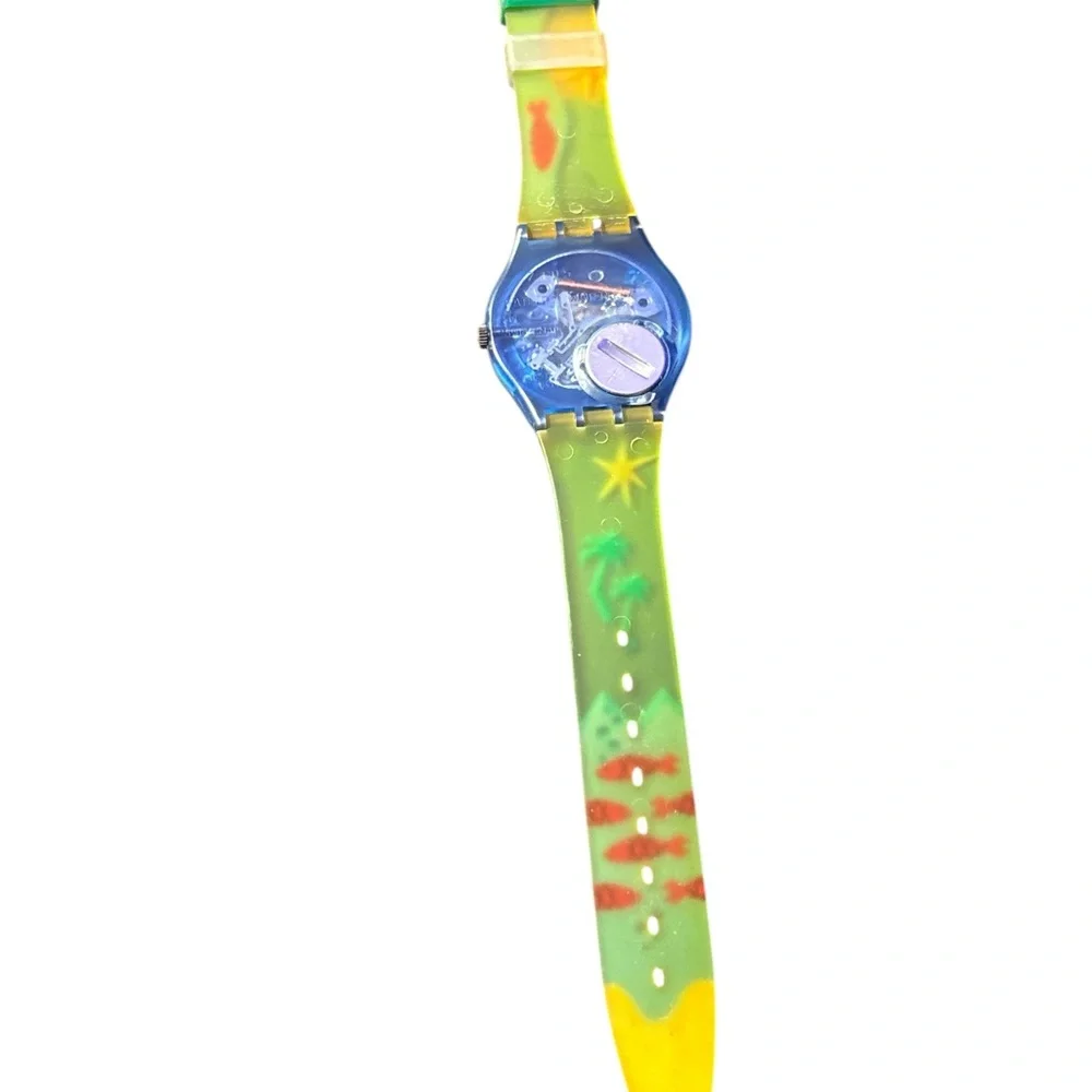 Vintage Swatch Men’s Hookipa Multicolor Silicone Band Fun Watch 1992 Y2K Unisex